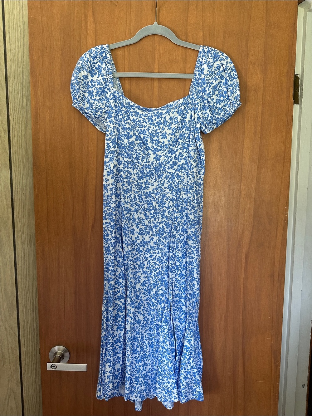 Francesca's Collections Blue and White Floral Maxi Dress